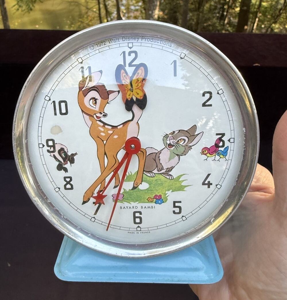 BAYARD BAMBI Animated Alarm Clock Disney Vintage France Works!
